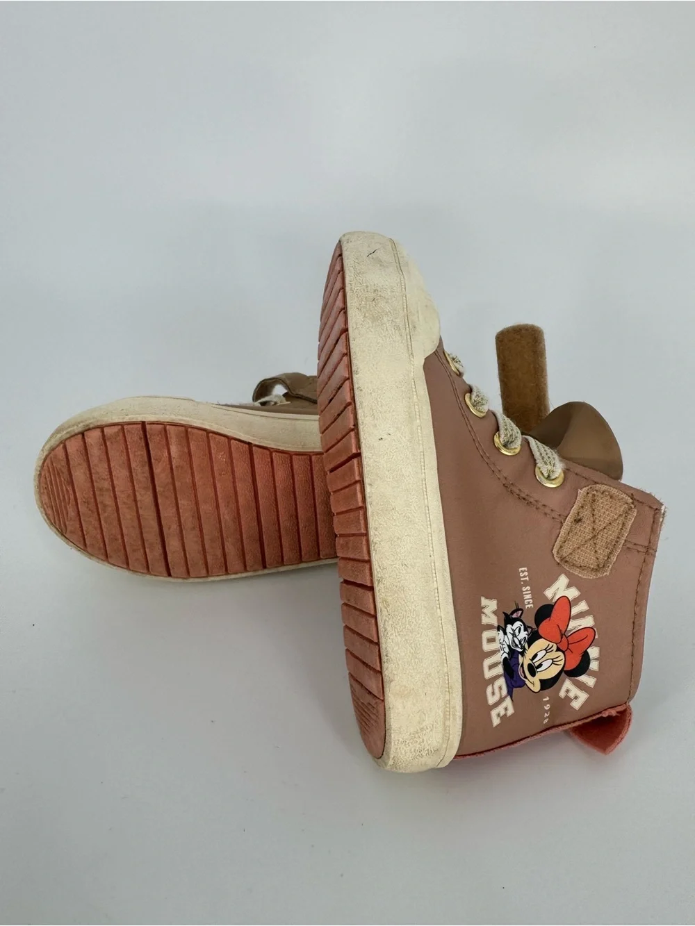 Disney Minnie Mouse Pink High-Top Velcro Sneakers,‎ Size Toddler 9